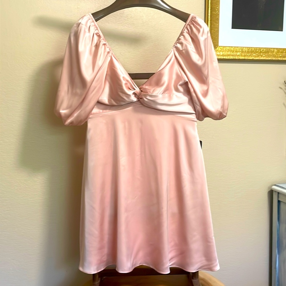 Express satin open back dress